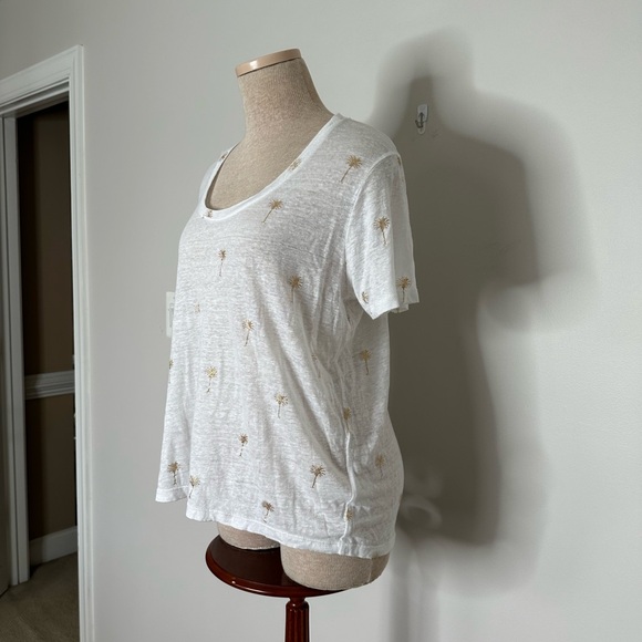 Rails Luna Metallic Palm Tree Linen-Blend Graphic T-Shirt Size Large - Picture 5 of 9